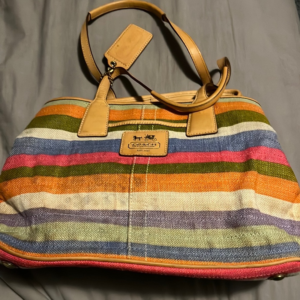 Coach Hamptons Archive 10th Anniversary linen striped Carryall